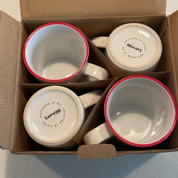 NWB Leeway Home Red Trimmed Coffee Mugs - Picture 3 of 5